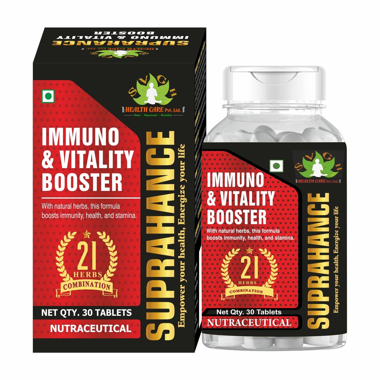 SVGH Health Care Suprahance Immuno Booster, Boost Overall Health | Immunity Booster Supplement For Immunity With Natural Ingredients For Men, Women | Immunity and Wellbeing (30 Tablets)