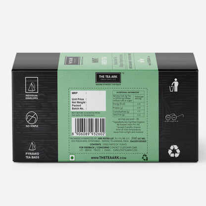The Tea Ark Mint Green Tea Bags (25 Count) | Natural Herbal Whole Leaf Tea | Individually Wrapped Pyramid Tea Bags (25 Tea Bags, Mint Green)
