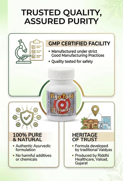 Vigo Tone Ayurvedic Tablets for Vim, Vigor, and Vitality - Natural Strength & Energy Supplement - Ayurvedic Proprietary Medicine (Pack of 25Tab)