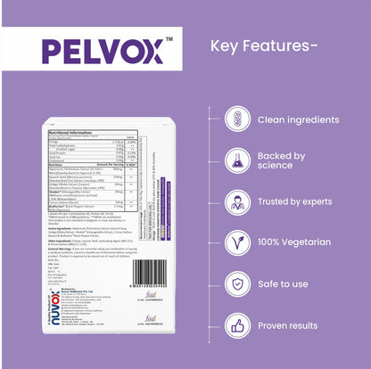 Pelvox| St John's Wort, Ashwagandha, Mucuna-Pruriens |Stress relief, stamina & immunity | 30 veg capsules