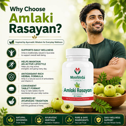 Moolveda Amalaki Rasayan Tablet for Daily Wellness & General Well-Being | 60 Veg Tablets