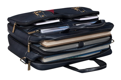 BRAND LEATHER Genuine Leather Convertible Backpack 16" Laptop Messenger- image 4