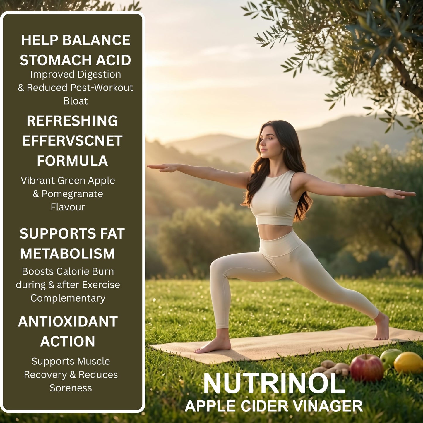 Knoll Healthcare Nutrinol Apple Cider Vinegar (ACV) Effervescent Tablets 500mg | Metabolism Booster & Appetite Control Support Vitamin B6 & B12 No Added Sugar | For Men & Women | 15 Tablets