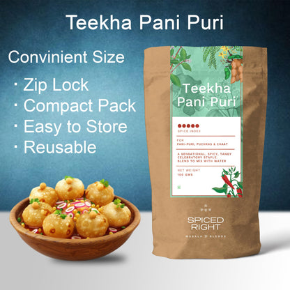Spiced Right Teekha Pani Puri Masala Powder: Elevate Your Golgappa Experience with an Authentic Instant Mix of Natural Indian Spices | Best Pani Puri Masala Powder | 200g