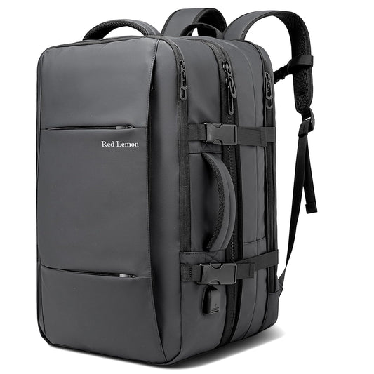 BANGE High Capacity Expandable Water Resistant 15.6 inch Laptop Backpack with USB Charging (Black 35L)