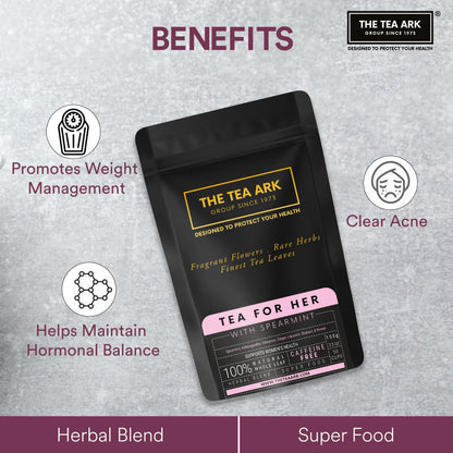 The Tea Ark Spearmint Tea For her Pcos Pcod, Herbal Powder Tea For Women With (Shatavari & Fennel) Caffeine Free, Hormonal Balance, Reduce Unwanted Hair, Clear Acne (50 Cups),100 Grams (Pouch)