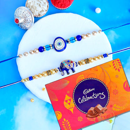 Rakhi Gift for Brother with Chocolates Gift Combo | Premium Rakhis with Chocolates and Roli Chawal Tika | Rakhi for Brother with Gift Hamper (Combo-2)