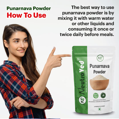 NeutraVed Punarnava Powder (200g) | Pure Boerhavia Diffusa Root | Natural Herbal Supplement for Urinary Wellness, Kidney Care & Liver Health | Rejuvenating Herb | No Fillers