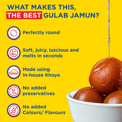 Gits Open & Eat Mini Gulab Jamun, 30 Pieces Per Can, Mouth-Watering Indian Mithai, 1Kg
