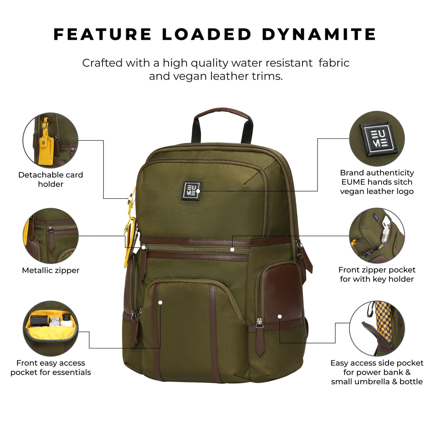 EUME Asher 32L Laptop Bag for Men | 2 Large Compartment | Fits Up to 15.6" Laptop | Nylon Fabric Travel Backpack | Travel Backpack for Men & Women