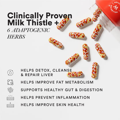 Wellbeing Nutrition Slow Liver Detox supplement with Pure Milk Thistle (80% Silymarin), Arjuna, Berberis, Detox & Digestive Enzymes| Supports Liver Health, Natural Detoxification | 60 Veg Capsules
