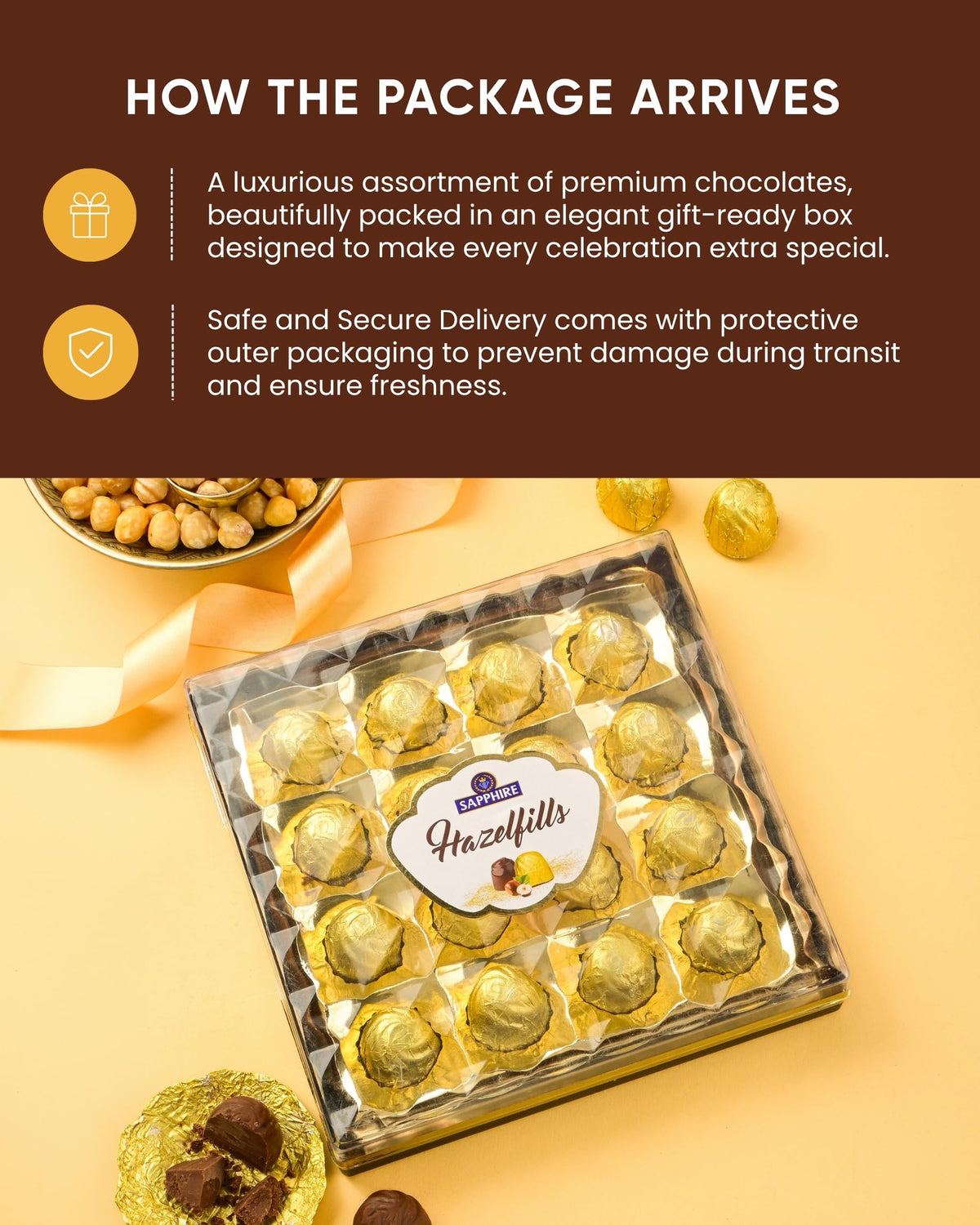 HyperFoods® Chocolates Gift Pack Rakhi For Brother Set of 3 Rakhi With Chocolates 3 Rakhi With Chocolates Gift Pack Chocolate Gifts Set of 3 Rakhi With Chocolate Hazelfills 16Pcs Trinity Rakhi Set 3