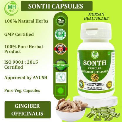 Morsan's Sonth (Gingiber Officinale) Capsules | Pack of 60 x 500 mg Veg. Capsules