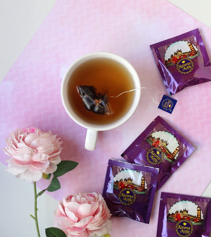 Karma Kettle Big Ben Earl Grey Assam Tea with Bergamot Oil & Rose Petals (25 Nos Pyramid Teabag Box), 50 g