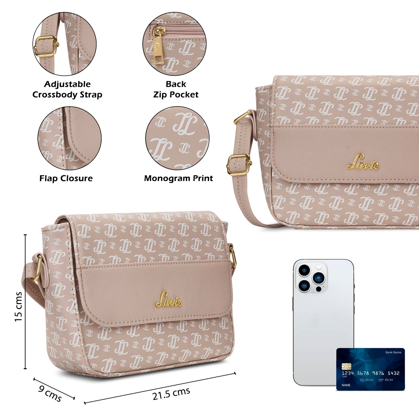Lavie Woman's Broxa Flap Crossbody Sling Bag | Ladies Purse Handbag | Gift for Women