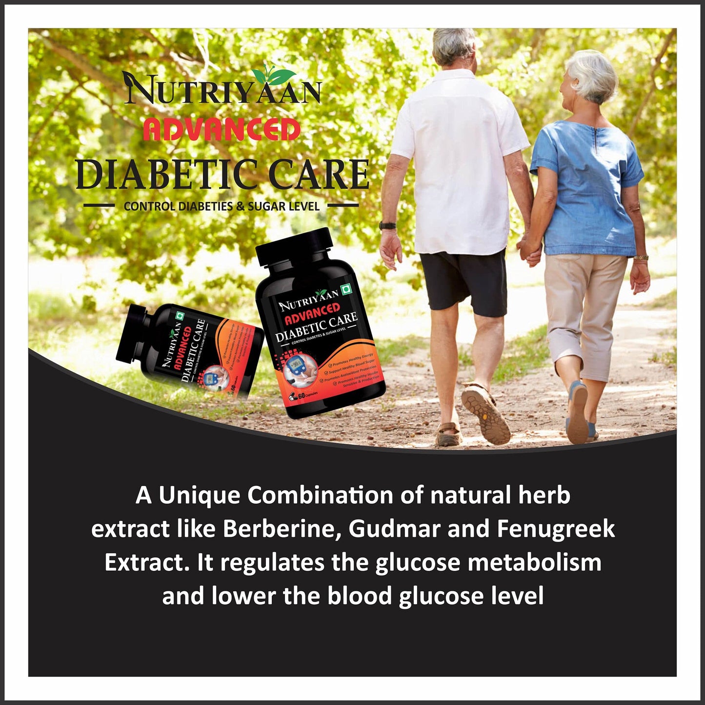 Nutriyaan Diabetic Care for Super Berberine Balanced Blood Sugar Support (60 Capsules)