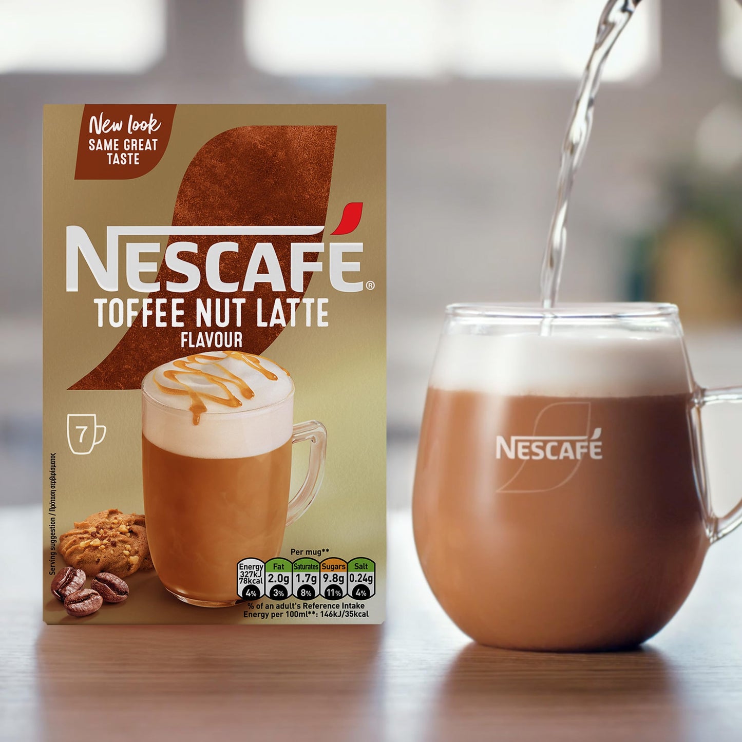 NESCAFÉ Toffee Nut Latte Instant Coffee 7 Sachets, Responsibly Sourced Coffee Pack of 1