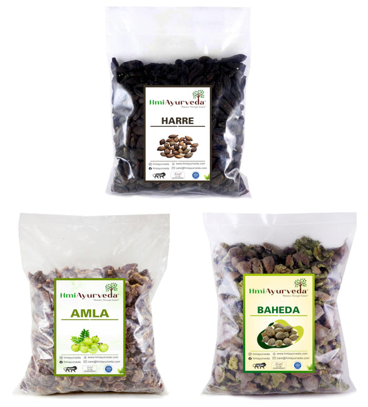 HMI AYURVEDA Triphala (Ratio 1:2:3) Raw, Whole (300 grams) - Harad, Baheda, Amla | 100% Pure and Natural, No Preservatives