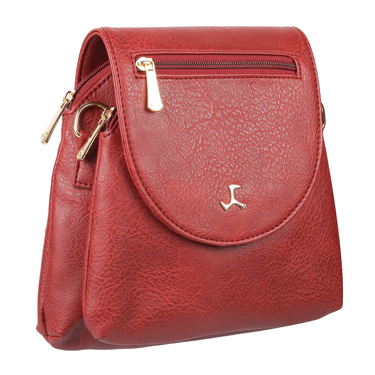 Mochi Maroon Faux Leather Secure Magnet Snap Casual Sling Bag For Women (66-6674)