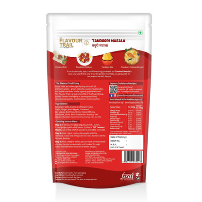 The Flavour Trail Pure & Natural Tandoori Masala | Smoky & Bold Indian Spice Blend | Ideal for Grills, Kebabs, Roasts, Smoky Curries, Grilling, BBQ, Marinades & Tandoori Dishes |100g