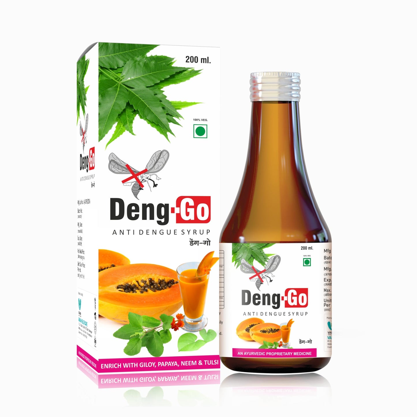 Varah Healthcare Deng-Go Syrup | Herbal Ayurvedic Tonic with Natural Ingredients for Dengue Fever Relief and Seasonal Wellness Support | Ideal Supplement for Daily Routine - 200ml