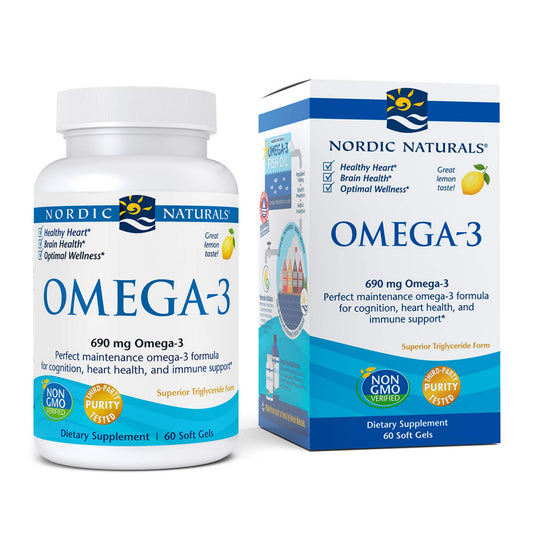 Nordic Naturals Omega 3 Fish Oil EPA And DHA | 690Mg Omega 3 Support Brain, Heart Health & Immunity | For Men & Women Lemon Flavour Fish Oil 60 Softgels
