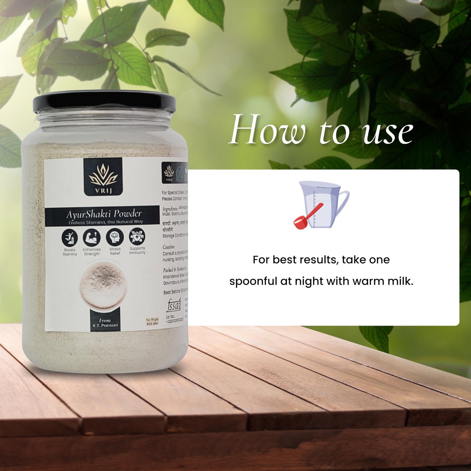 VRIJ Ayurshakti Powder | 500G | Energy | Stamina | Stress Relief | Ashw- image 2