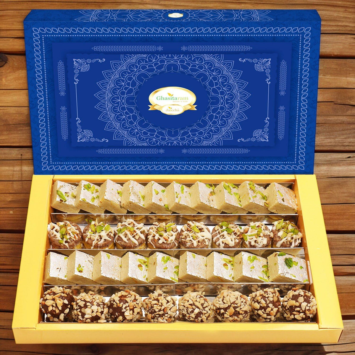 Ghasitaram Gifts Assorted Box of Barfis, Dryfruit Sweets 800 GMS |Sweets|Sweets Gift Pack|Diwali Sweets|Indian Mithai|Diwali Sweets Gift Box|