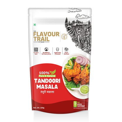The Flavour Trail Pure & Natural Tandoori Masala | Smoky & Bold Indian Spice Blend | Ideal for Grills, Kebabs, Roasts, Smoky Curries, Grilling, BBQ, Marinades & Tandoori Dishes |100g