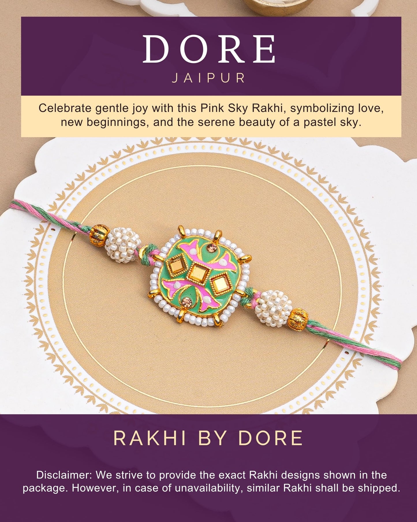 HyperFoods® Rakhi with Chocolates Gift for Brother Cookies and Creme Almonds 90 Grams Chocolate Gift Pack Rakhi for Brother with Chocolates Pink Sky Rakhis with Roli and Rice Chocolate Gift