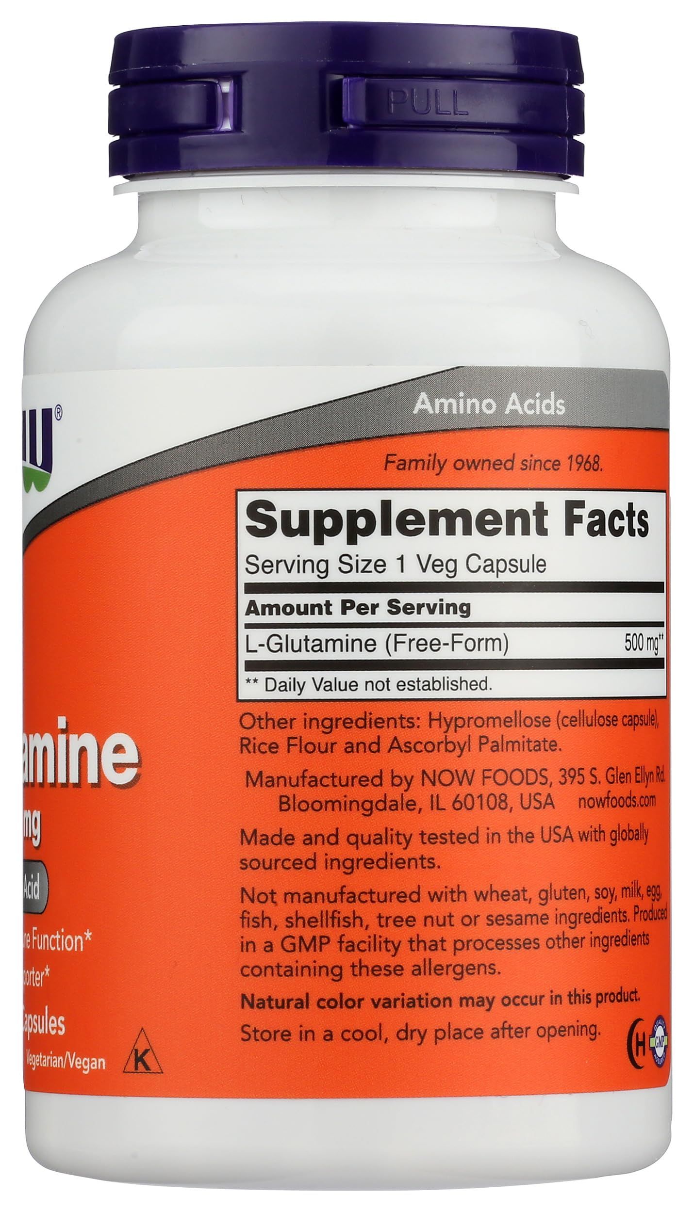 NOW Foods - L-Glutamine 500 mg 120 caps- image 3