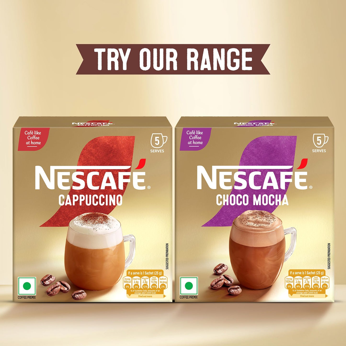 Nescafe Cappuccino | Cafe-like Coffee At Home |Coffee Premix | Just Add Hot Water | 125 G (5 Sachets x 25 G).