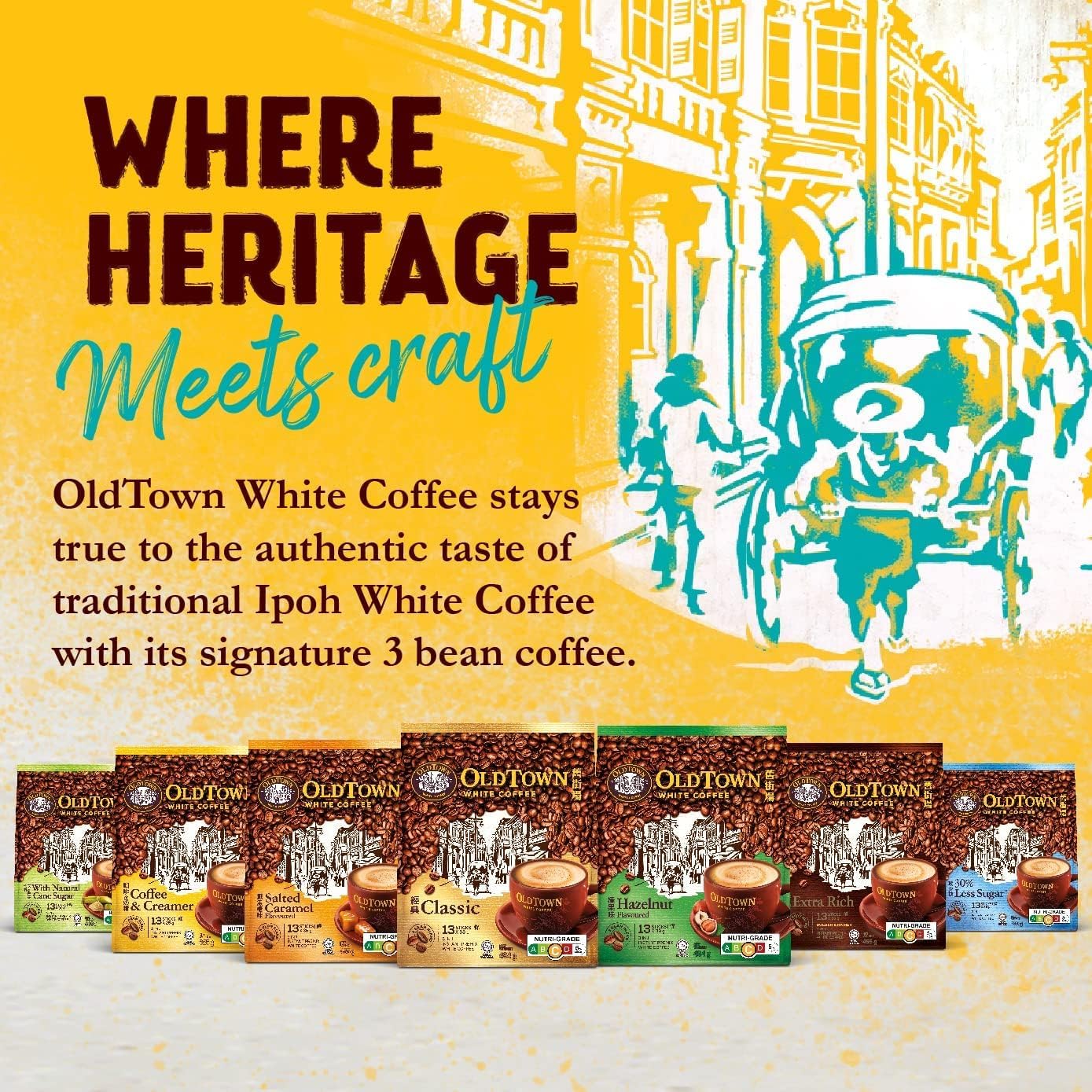 Old Towns 3 in 1 White Coffee Coconut Flavoured Instant Premix White Coffee (13 X 20g)