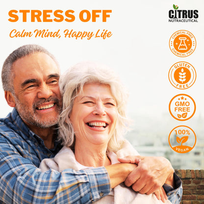 CITRUS NUTRACEUTICAL Stress OFF with Ashwagandha, Rhodiola rosea, Passion flower, L- Theanine, GABA and 5- HTP | Supports Mental health Relieve stress Reduce anxiety- 120 Capsules (Pack of 2)