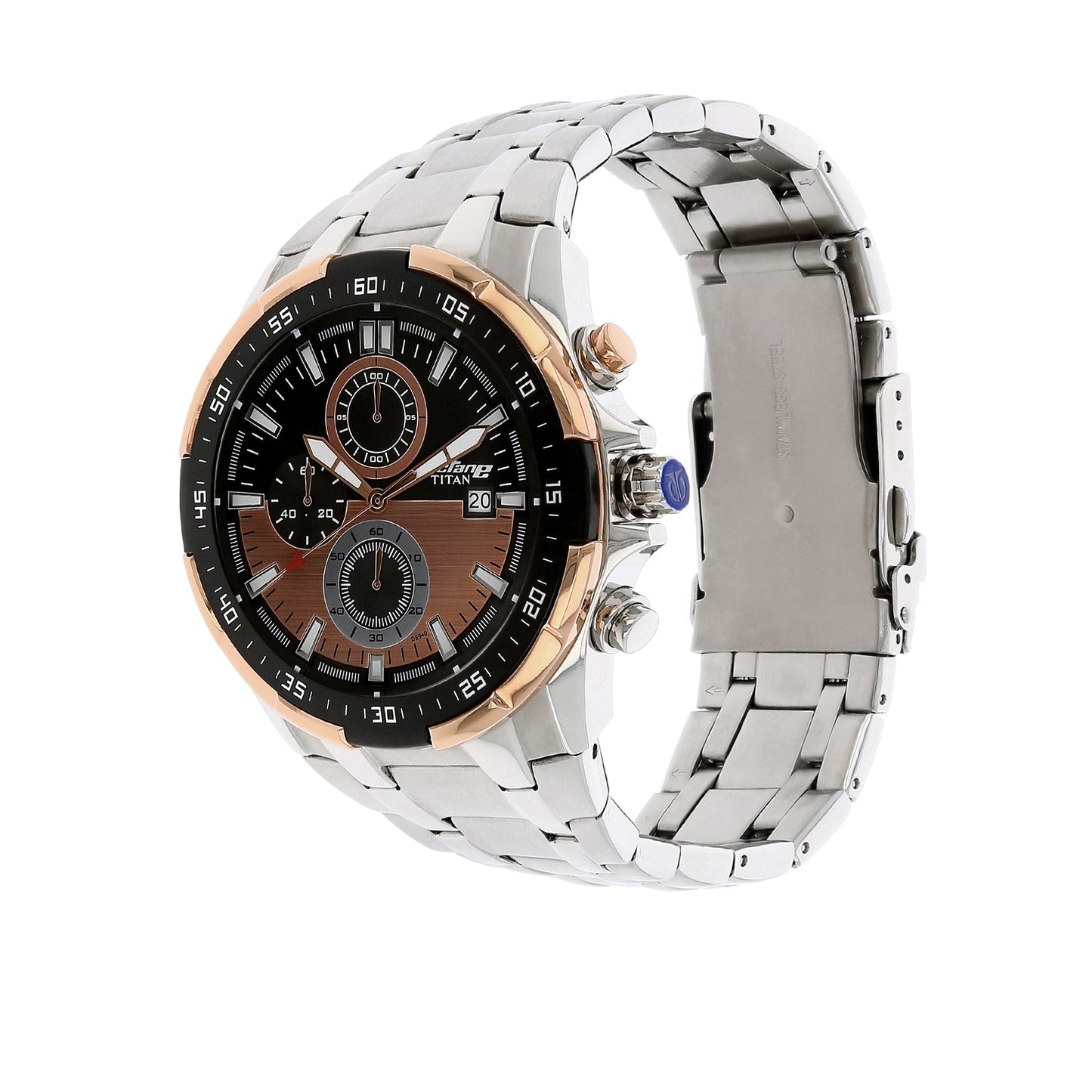 Titan Octane Chronograph Black Dial Stainless Steel Strap Watch for Men- image 5