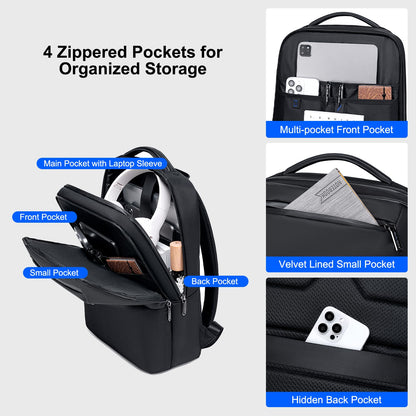 Arctic Hunter Slim Laptop Backpack 16L Lightweight Stylish 15.6 inch Laptop Bag Water Resistant Premium Business Backpack for Men Women Office College Commuting Daily,Black
