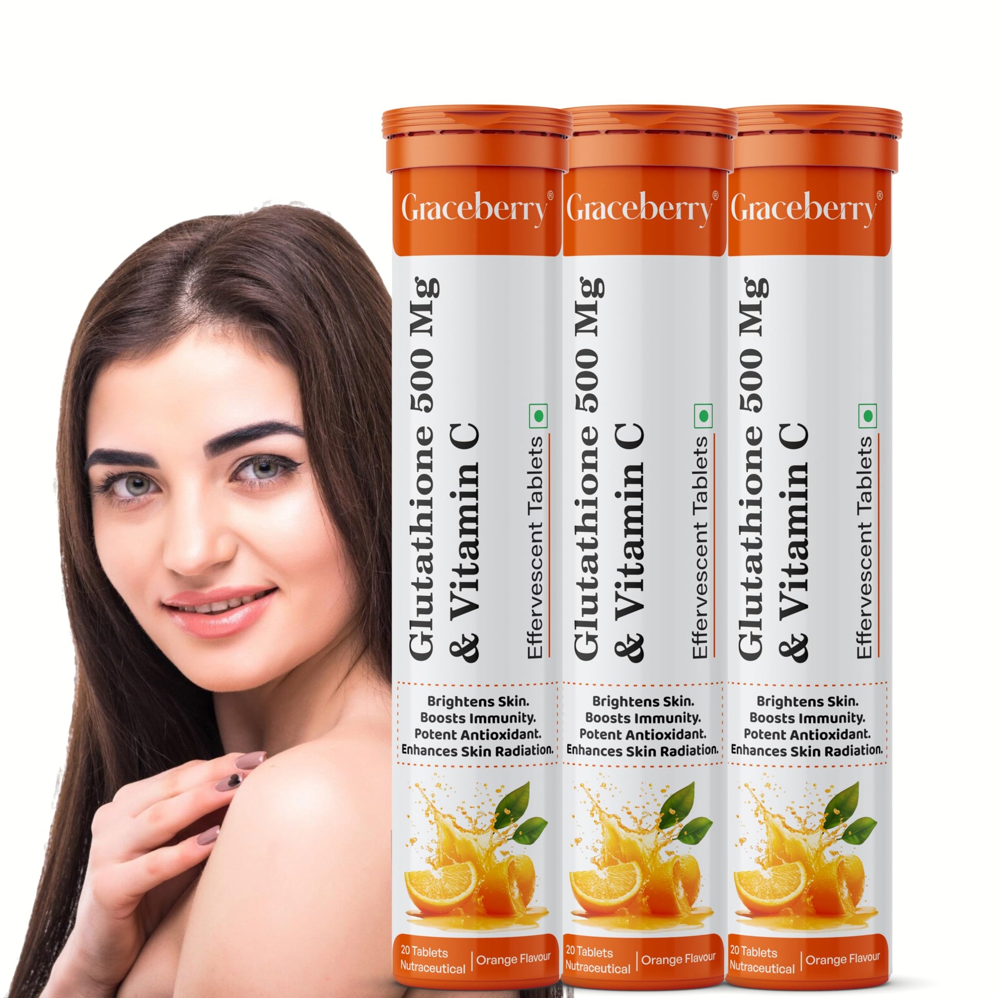 Graceberry L-Glutathione Tablets for Radiant Skin Health | 60 Effervescent Table