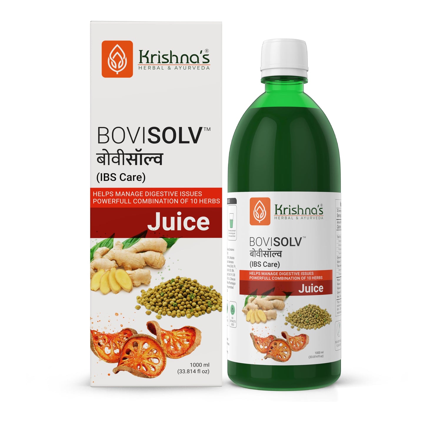 Krishna’s Bovisolv Juice 1000 ml | IBS-Friendly | Digestive Wellness Drink | Ayurvedic Liquid for Sensitive Gut Lifestyle