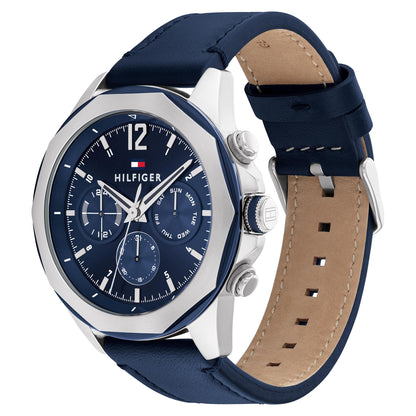 Tommy Hilfiger Analog Navy Dial Leather Strap Watch for Men