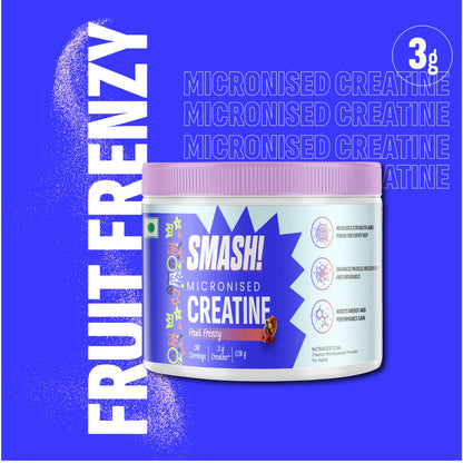 SMASH Micronised Creatine Monohydrate Powder, Fruit Frenzy (30 Servings, 120g)