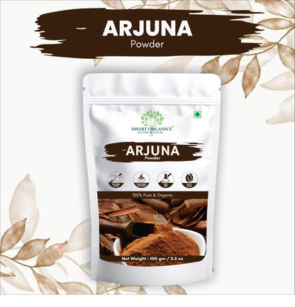 Smart Organics Arjuna Powder – 100% Pure & Natural Arjuna Bark Powder | Supports Heart Health & Wellness | 100g (7oz) | Vegan & Non-GMO