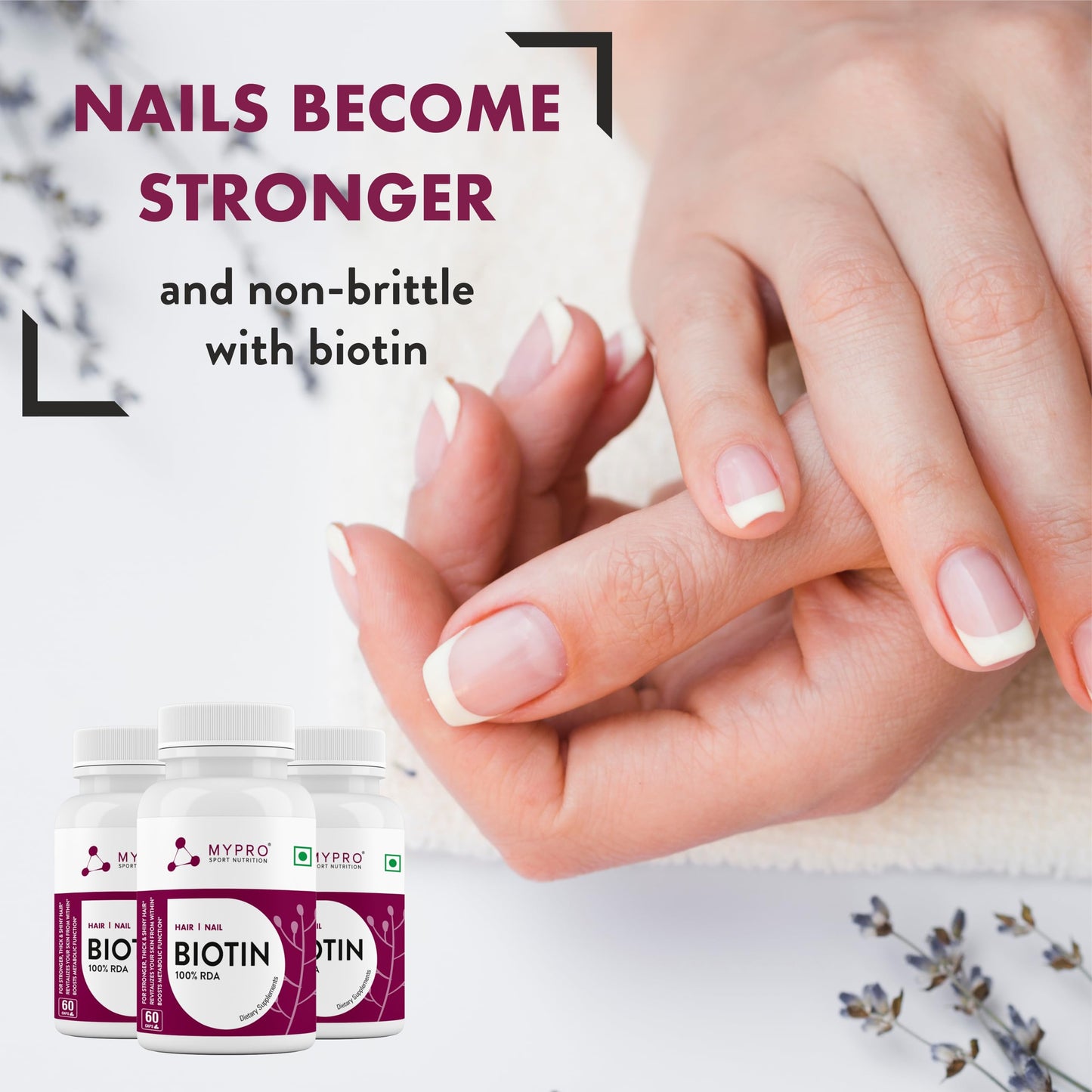 Mypro Sport Nutrition Biotin | Beauty Capsules | Promotes Healthy Hair | Skin & Nails |Helps Support Energy Metabolism | Helps Convert Food Into Energy For Men And Women -60 Capsules
