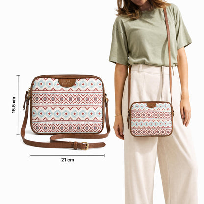 TEAL BY CHUMBAK Crossbody Sling Bag for Women | Stylish Printed Canvas Box Sling bag | Multipurpose Daily use Bag for Office/College/Travel