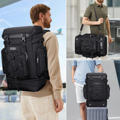WITZMAN Travel Backpack for Men Carry on Bags for Airline Approved Convertible Duffle Luggage Backpack with Shoe Compartment（B691 Black）