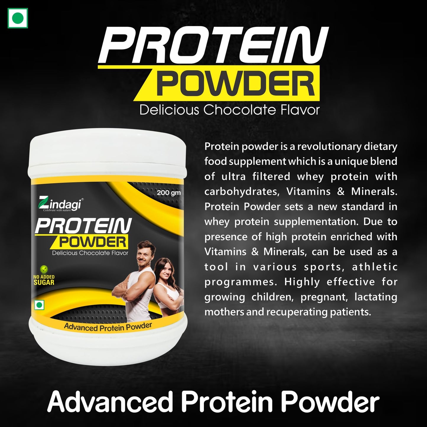 Zindagi Protein Powder for Adult - Whey Protein Powder - Health Supplements for Adult - Sugar Free Nutrition Drink (200 Gm)