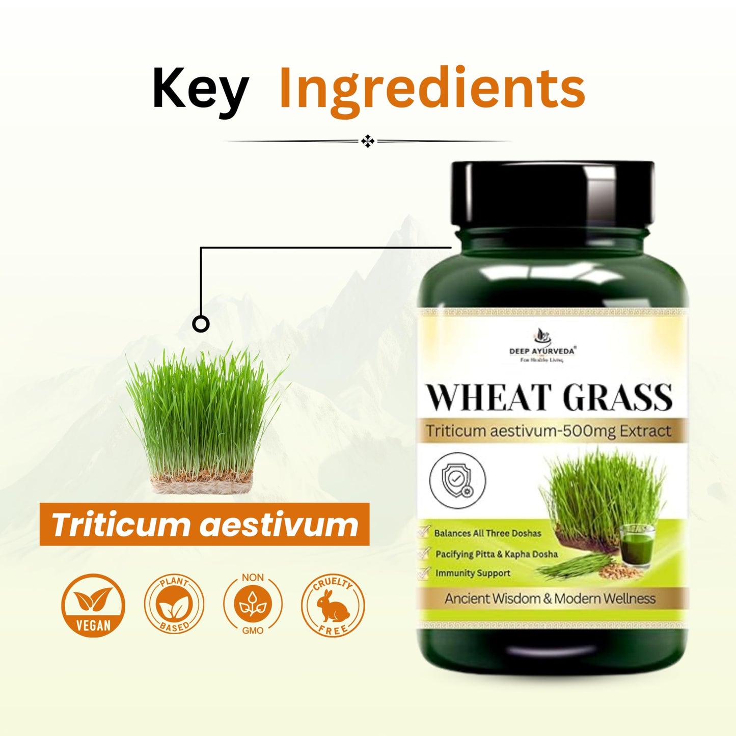 Deep Ayurveda Wheat Grass Vegan Capsules