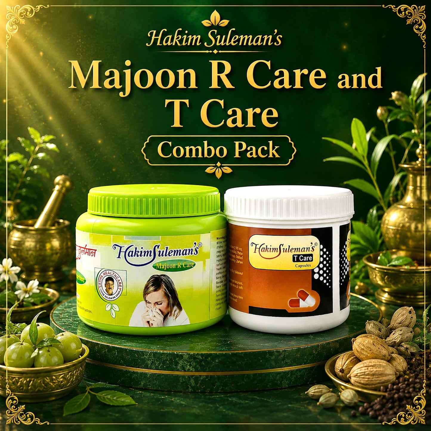Hakim Suleman's Majoon R Care and T Care Combo Pack | Daily Herbal Wellness Essentials | Convenient Care Duo