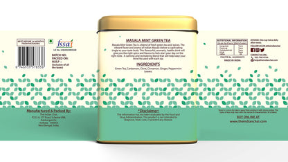 The Indian Chai - Masala Mint Green Tea 100 grams, Wellness, Flavor, and Vitality in Each Sip - Antioxidant Support, Digestive Aid, Immune Boost, Mental Clarity, and Respiratory Health