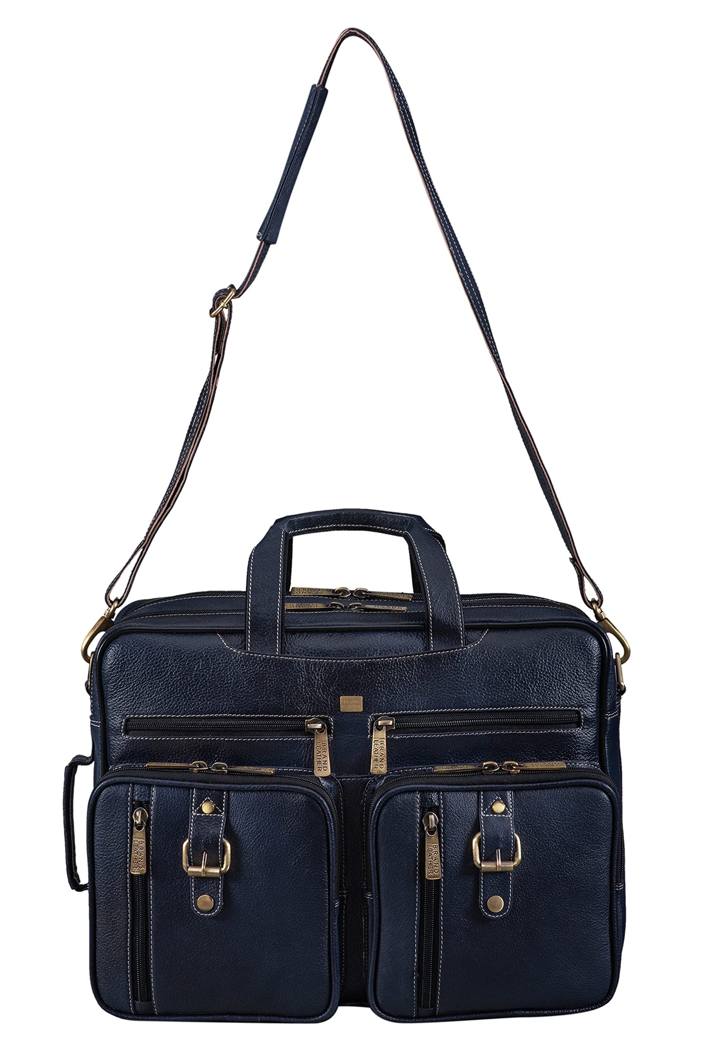 BRAND LEATHER Genuine Leather Convertible Backpack 16" Laptop Messenger- image 2