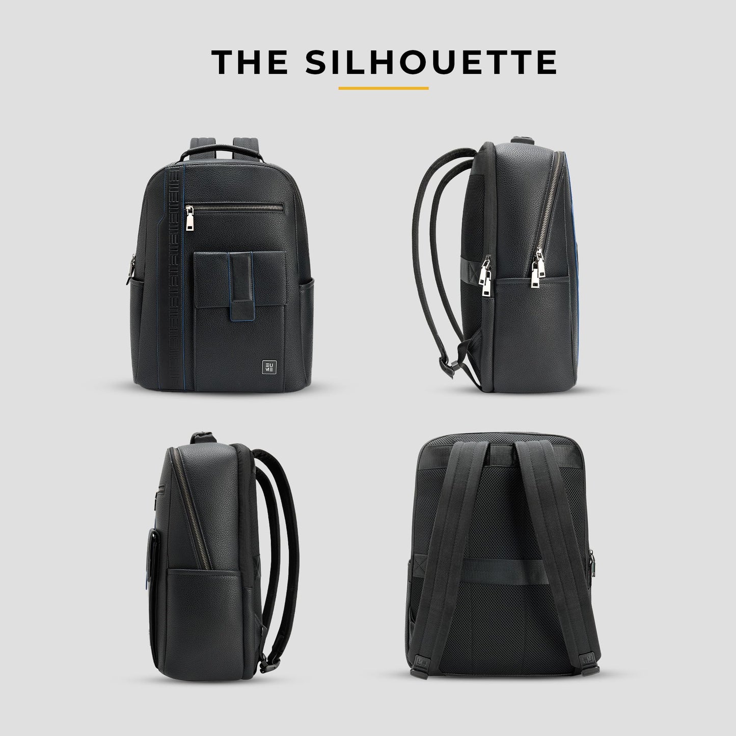 EUME Nexa Backpack Bag For Man, Charcoal Black | 2 Large Compartment office Laptop Backpack | Fits Up to 15.6" Laptop | Vegan Leather | Travel Bag | Laptop Backpack For Men and Women